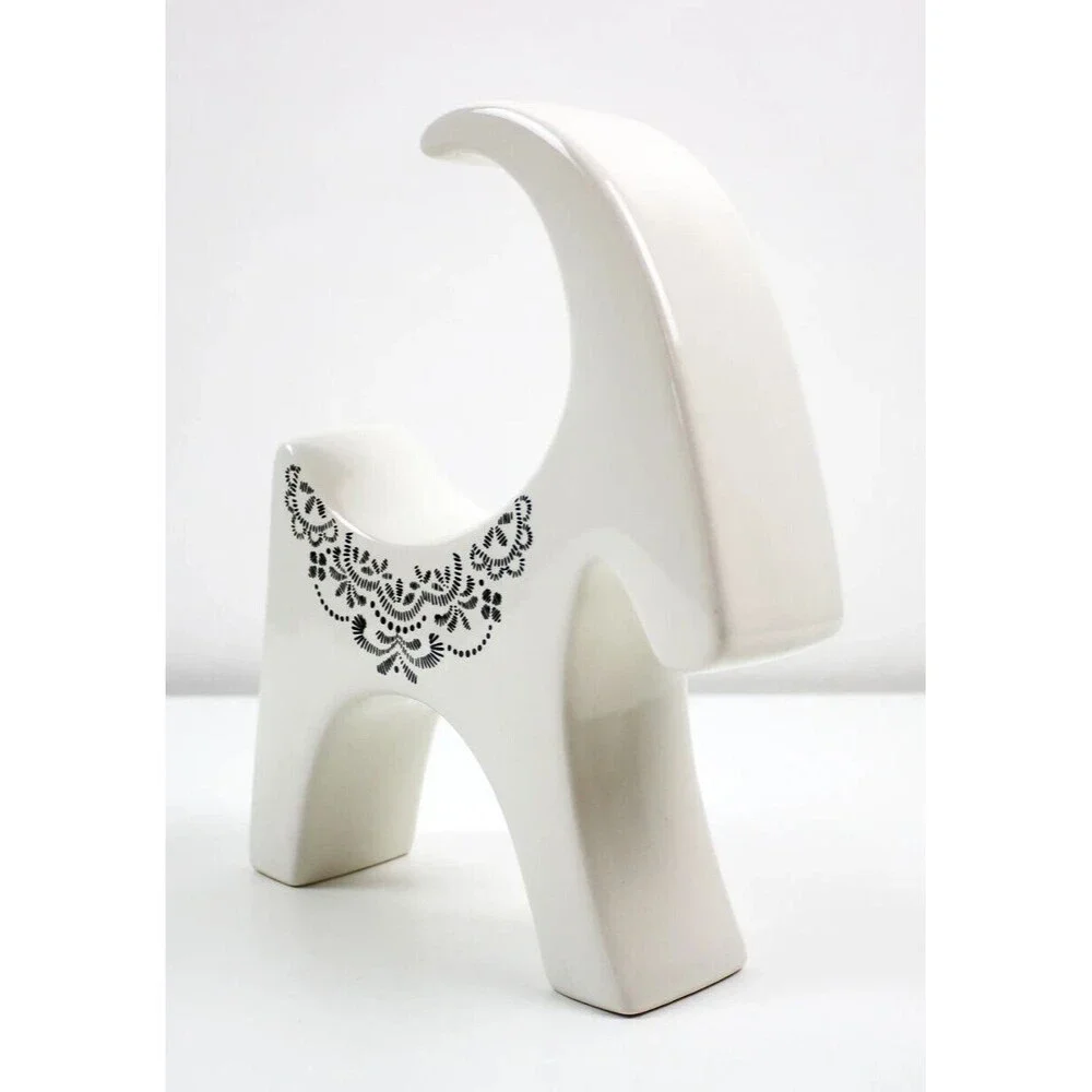 Ikea‎ Vinter 2020 White Ceramic Goat Figurine w/ Black Detail Scandinavian HTF